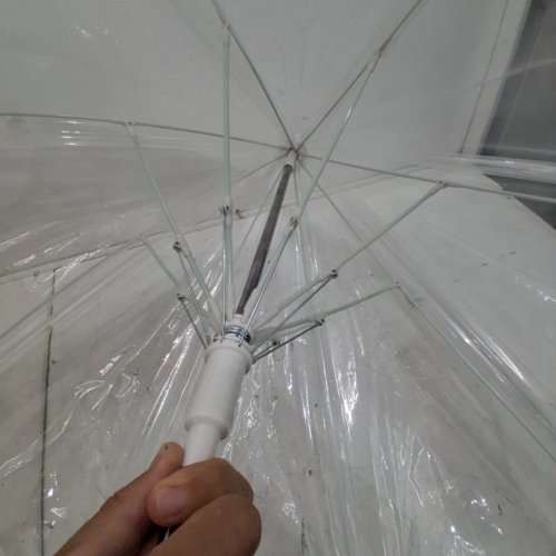 WINDPROOF J HOOK LARGE STICK UMBRELLA - 37" - CLEAR image 3