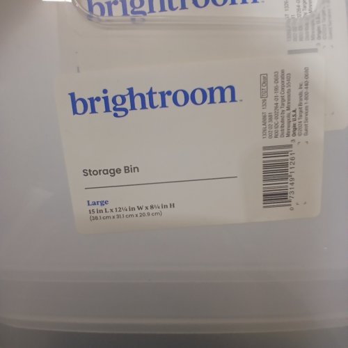 3PK BRIGHTROOM STORAGE BIN - LARGE 15" X 12" X 8" - CLEAR image 2