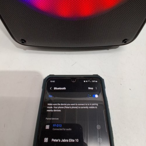 JYX PORTABLE KARAOKE MACHINE WITH 2 WIRELESS MICROPHONES AND RGB LIGHTING - BLACK (MODEL: FF-D13) image 3