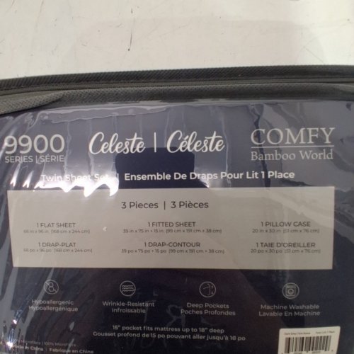 4PC COMFY BAMBOO WORLD CELEESTE 9900 SERIES BEDDING SHEET SET, MICROFIBER - TWIN - GREY image 4