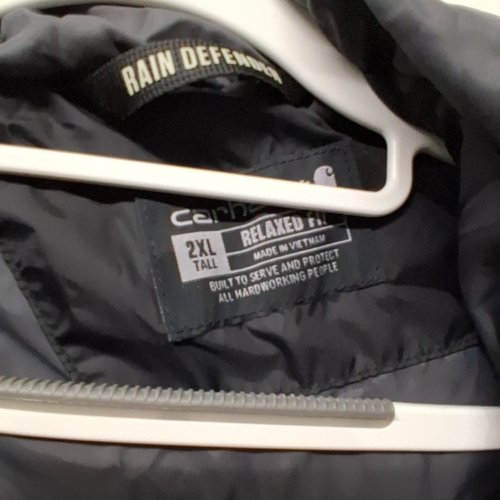 MENS CARHARTT RAIN DEFENDER RELAXED FIT LIGHTWEIGHT INSULATED HOODED JACKET - 2XL TALL - BLACK - (STYLE:OJ6543-M) image 3