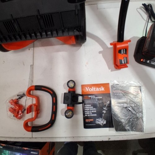 VOLTASK CORDLESS CORDLESS SNOW BLOWER WITH 2 BATTERIES & CHARGER - 16" - 48V - BLACK/ORANGE (MODEL: CSS004-160OR-CAVK/CSS004-160) image 6