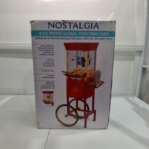 NOSTALGIA PROFESSIONAL VINTAGE POPCORN MAKER CART - 8 OZ - RED (MODEL: NKPCRT8NB) image 7