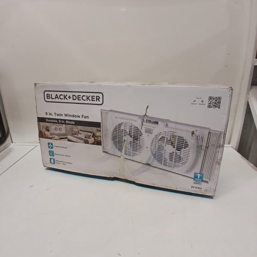 BLACK+DECKER DUAL WINDOW FAN FOR WINDOW SCREEN WITH 2 SPEED SETTINGS, TWIN WINDOW FAN WITH MECHANICAL CONTROLS AND REMOVABLE LEGS, HORIZONTAL COOLING FAN FOR WINDOW - 9" - WHITE (MODEL: BFW9M) image 4