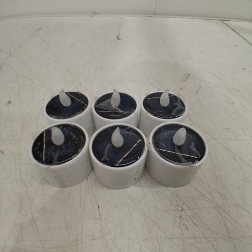 6PK SINGTOK SOLAR WATERPROOF RECHARGEABLE LED FLAMELESS TEA LIGHTS - WHITE image 3