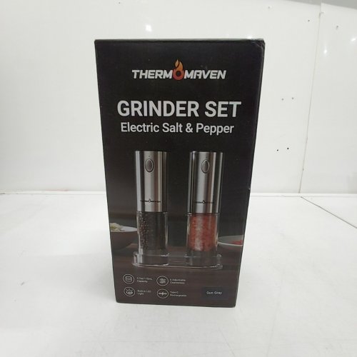 THERMOMAVEN ELECTRIC SALT & PEPPER GRINDER SET - RECHARGEABLE AUTOMATIC GRINDER WITH 6 ADJUSTABLE SETTINGS - GUN GREY (MODEL: KYMQ-32A) image 4