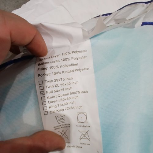 2PC GEL MEMORY FOAM MATTRESS TOPPER WITH PILLOW TOP COVER - FULL (54" X 75") - WHITE/BLUE image 4