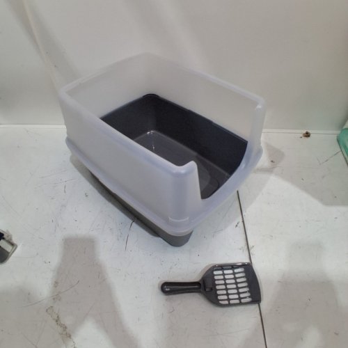 IRIS USA CAT LITTER BOX OPEN TOP CAT LITTER PAN - LARGE - DARK GREY image 3