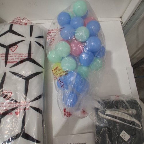 FOLDABLE BABY PLAYPEN WITH PLASTIC BALLS AND MAT - 50" X 50" - GRAY image 4
