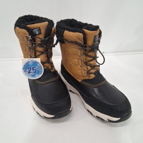 UNISEX 3M THINSULATE WATER RESISTANT WINTER BOOTS - SIZE 4 - BROWN/BLACK image 3