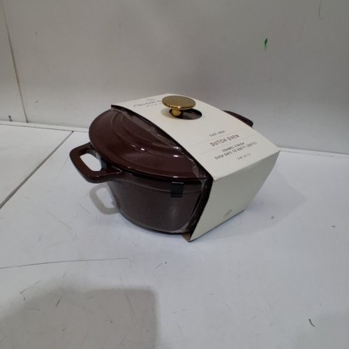 HEART & HEARTH ENAMEL FINISH CAST IRON DUTCH OVEN - 5 QT - BURGUNDY/WHITE image 3