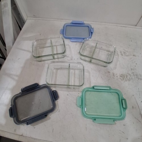 6PC ELLO COLOUR LOCK DIVIDED GLASS CONTAINER MEAL PREP SET - 800ML - MULTICOLOUR (MODEL: 1901809) image 2