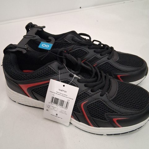 MEN'S ATHLETIC WORKS LACE UP RUNNING SHOES - SIZE 8 - BLACK/RED (STYLE: 16JETY21) image 2