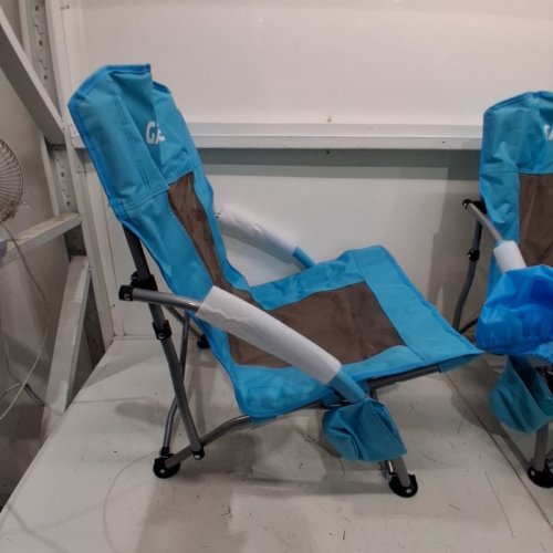 2PK GARVEE HIGH BACK FOLDING BEACH CHAIRS WITH CARRYING BAG - BLUE/BLACK image 4