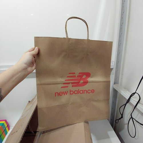 ~100PK NEW BALANCE PAPER SHOPPING BAGS - 18" X 16" X 9.5" - BROWN image 2