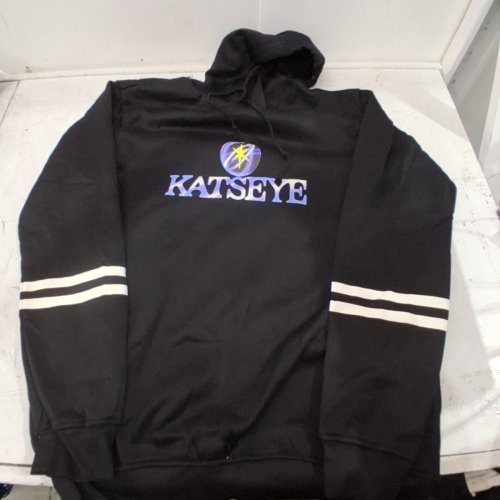 WOMEN'S STRIPED SLEEVE KATSEYE HOODIE - XXL - BLACK image 2