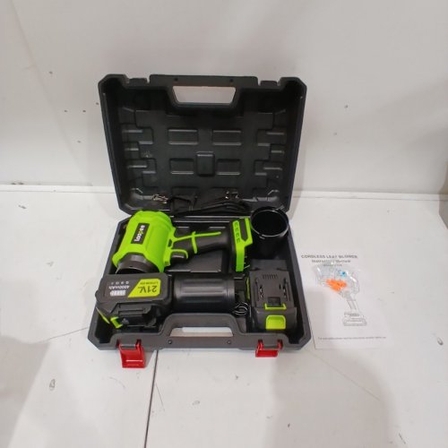 LAAPEE 21V CORDLESS HANDHELD LEAF BLOWER WITH X2 4.0AH BATTERIES & CHARGER - CARRY CASE INCLUDED - GREEN (MODEL: BF828) image 4
