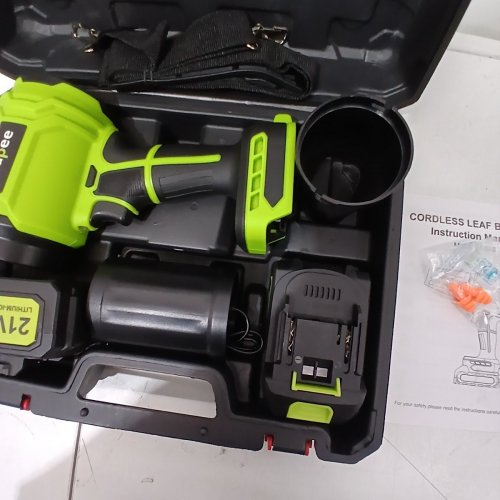 LAAPEE 21V CORDLESS HANDHELD LEAF BLOWER WITH X2 4.0AH BATTERIES & CHARGER - CARRY CASE INCLUDED - GREEN (MODEL: BF828) image 5