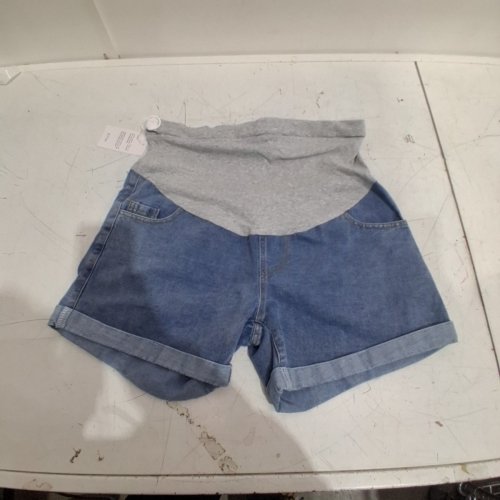 WOMEN'S SYYH MATERNITYSTRETCHY OVER BELLY JEAN SHORTS - LARGE - BLUE / GREY (STYLE: 3323) image 2