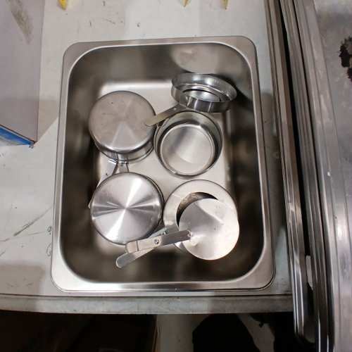 16PC STAINLESS STEEL CATERING BUFFET SERVING SET WITH WARMERS AND TONGS - 8 QT, 4 QT, 1 QT - SILVER/GOLD (MODEL: HZ-433B) image 6