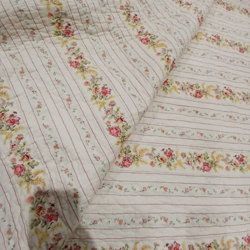 GREENLAND HOME FASHIONS ANTIQUE ROSE 100% COTTON QUILT - 90" X 90" - QUEEN - BLUE/ROSE image 3