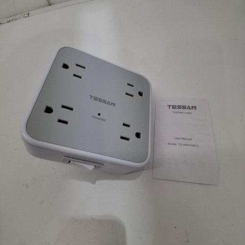 TESSAN SURGE PROTECTED MULTI-OUTLET WALL PLUG WITH USB TYPE C AND A PORTS - 15W - WHITE/GREY (MODEL: TS-WM1026-C) image 3