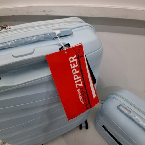 3PC JOYWAY HARDSHELL SPINNER CARRY-ON SUITCASE WITH PORTABLE BAG AND COSMETIC CASE - LIGHT BLUE (MODEL: 1906-20 LIGHT BLUE PLUS) image 5