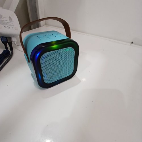 3PC QUPITE BLUETOOTH MINI KARAOKE MACHINE WITH MICROPHONE WITH LED LIGHTS - BLUE (MODEL: K12-B) image 2