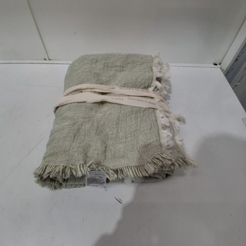 LIFECOMFORT REVERSIBLE COTTON THROW BLANKET - 50'' X 64'' - GREEN (MODEL : 1726023) image 2