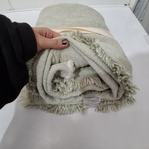 LIFECOMFORT REVERSIBLE COTTON THROW BLANKET - 50'' X 64'' - GREEN (MODEL : 1726023) image 3