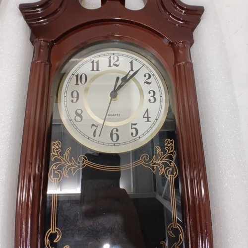 CLOCKWISE VINTAGE GRANDFATHER PENDULUM WALL CLOCK - 11.2" X 3.3" X 23.7"- BROWN image 3