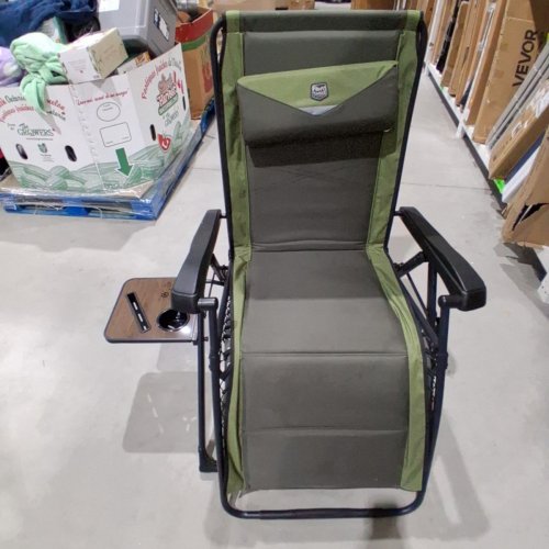 TIMBER RIDGE OVERSIZED OUTDOOR ZERO GRAVITY campingg LOUNGE CHAIR With CUP HOLDER - 350LB Capacity  (Green /BLACK) (MODEL: 2033406) image 2