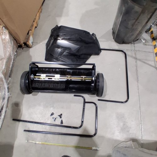PUSH LAWN SWEEPER, LEAF & GRASS COLLECTOR WITH MESH COLLECTION HOPPER BAG AND 4 SPINNING BRUSHES - 26" - BLACK (MODEL:GT1110) image 3
