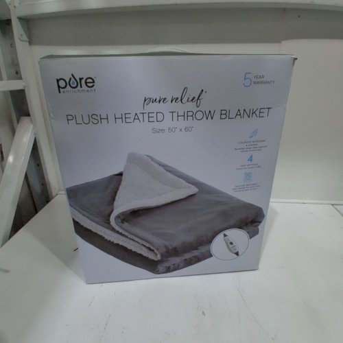 PURE ENRICHMENT PLUSH HEATED THROW BLANKET - 50" X 60" - GRAY (MODEL: PEHTTHRO-G) image 5