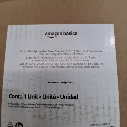AMAZON BASICS MATTRESS FOUNDATION, SMART BOX SPRING BED FRAME - 5" FULL - (MODEL: B07K6H2P7G) image 4