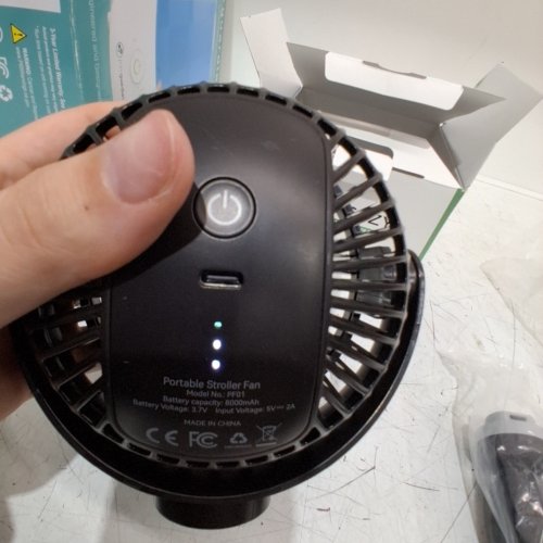 MOMCOZY PORTABLE STROLLER FAN - 8000MAH 27H ULTRA-LONG BATTERY LIFE - 4 SPEED - BLACK (MODEL: PF01) image 2