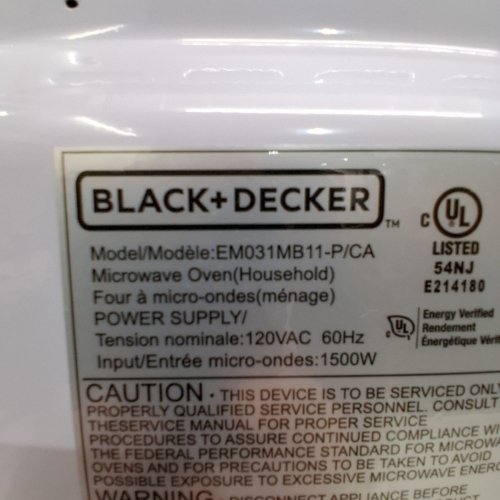 BLACK+DECKER STAINLESS STEEL MICROWAVE OVEN WITH PUSH BUTTON DOOR AND CHILD SAFETY LOCK - 900W - 1.1 CU.FT. - BLACK / SILVER (MODEL NO. EM031MB11-P) image 8