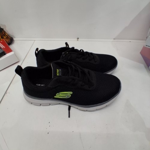 MENS SKECHERS ATHLETIC SHOES - SIZE 8 - BLACK WITH LIME GREEN ACCENTS image 2