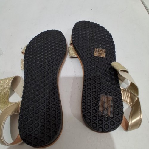 WOMEN'S GLITTER STRAP SANDALS - SIZE 7 (38) - GOLD/BEIGE/BROWN image 3