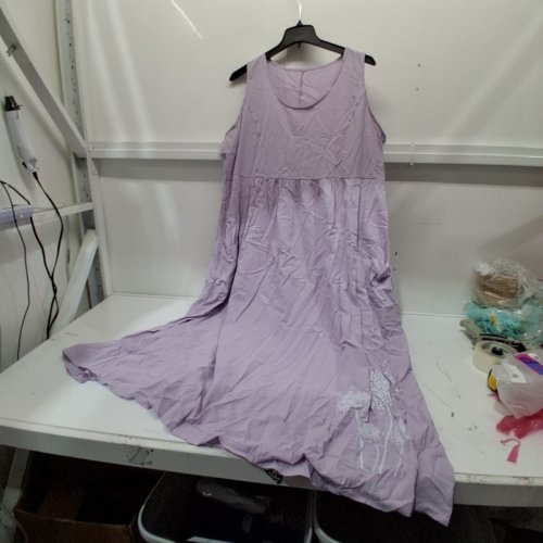 WOMEN'S SUMMER SLEEVELESS COTTON LINEN LONG DRESS - 5XL - LIGHT PURPLE image 2