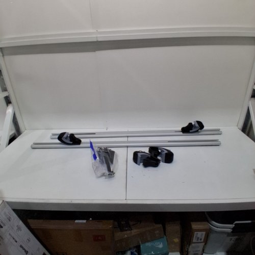 2PK KOMSEPOR THICK ALUMINUM CROSSBARS UNIVERSAL ADJUSTABLE ROOF CROSS BARS WITH 200 LBS LOAD CAPACITY FITS MOST VEHICLES WITH EXISTING RAISED SIDE RAILS WITH GAP - 55" - SILVER (MODEL: T5PSW001-005) image 2