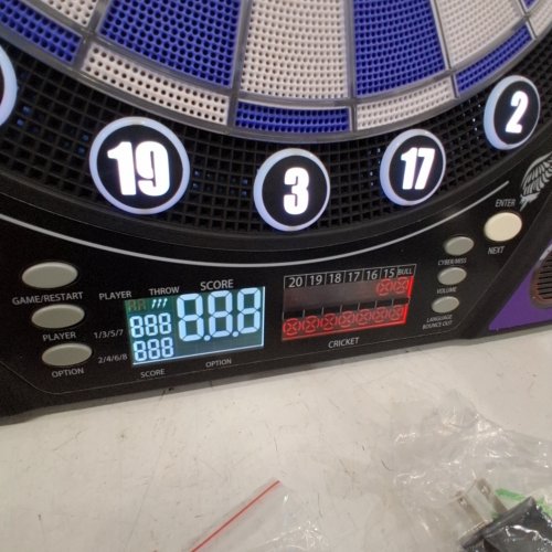 UHOZO ELECTRONIC DARTBOARD WITH 12 SOFT TIP DARTS - 1-8 PLAYERS; 34 GAMES; OVER 350 OPTIONS - BLUE/PINK image 3