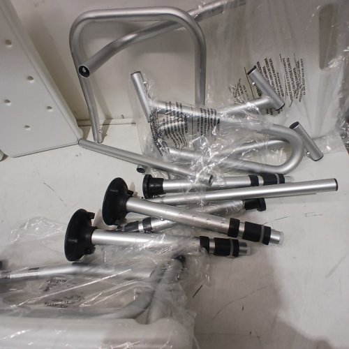 DRIVE MEDICAL SPLASH DEFENSE TUB TRANSFER BENCH FOR BATHTUB WITH CURTAIN GUARD PROTECTION - 400LB MAX, 28" L X 16" D - WHITE AND SILVER - (MODEL: RTL12032KDR) image 3