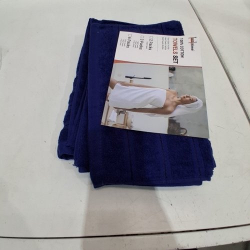 3PC HITIME COTTON TOWELS SET - DARK BLUE image 3