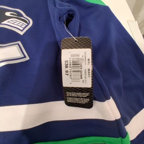 KID'S VANCOUVER CANUCKS QUINN HUGHES HOCKEY JERSEY - LARGE/EXTRA-LARGE - BLUE, GREEN, WHITE image 3