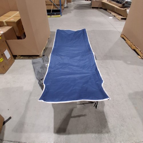 OVERMONT OVERSIZE PORTABLE FOLDING CAMPING COT - 28" X 75" - 500LBS CAP - BLUE image 2