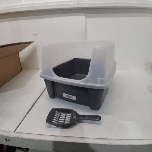 IRIS USA KITTY LITTER BOX WITH SCOOP - GREY/CLEAR image 2