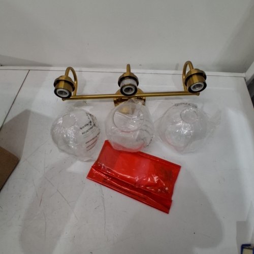 AUDICKIC OVER MIRROR BATHROOM LIGHT FIXTURE WITH GLOBE GLASS - BLUSHED GOLD (MODEL: AD-22280-3W-GD) image 2