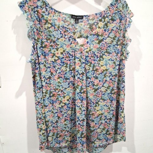 WOMEN'S LANE BRYANT FLORAL V-NECK TOP - 2X - TEAL (STYLE: ADENNA LB0065) image 2