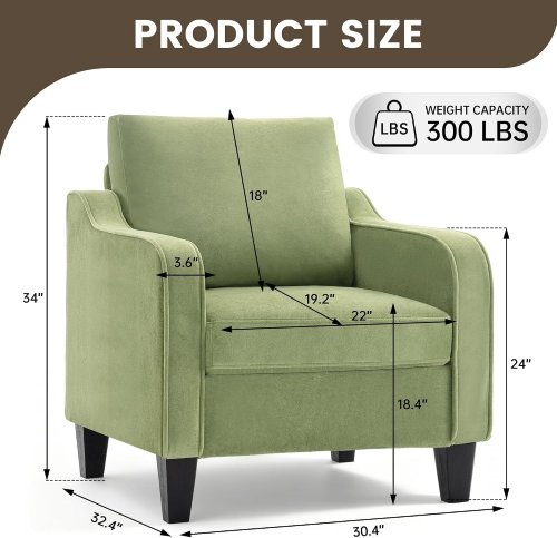 AUNEKIV MID-CENTURY MODERN UPHOLSTERED ACCENT ARMCHAIR - 300LBS MAX - GREEN (MODEL: SC-10-GREEN) image 2